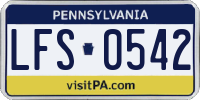 PA license plate LFS0542