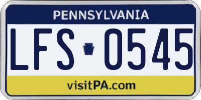 PA license plate LFS0545