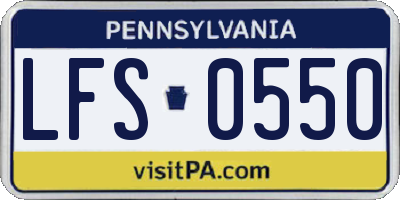 PA license plate LFS0550