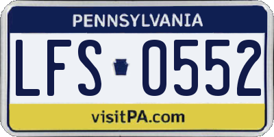 PA license plate LFS0552