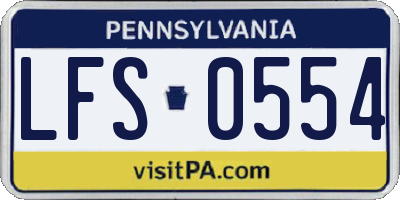 PA license plate LFS0554
