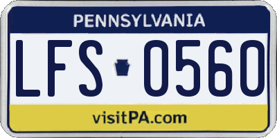 PA license plate LFS0560