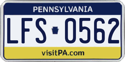 PA license plate LFS0562