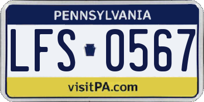 PA license plate LFS0567