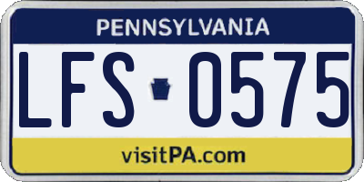 PA license plate LFS0575