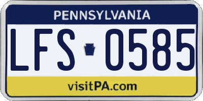PA license plate LFS0585
