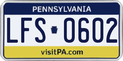 PA license plate LFS0602