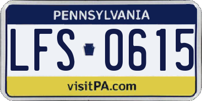 PA license plate LFS0615