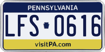 PA license plate LFS0616