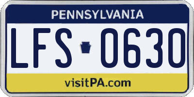 PA license plate LFS0630
