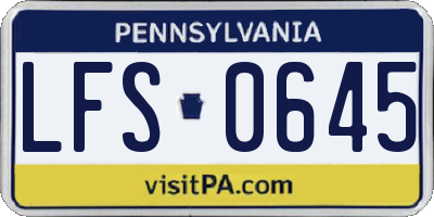 PA license plate LFS0645