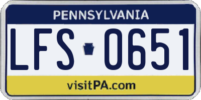 PA license plate LFS0651
