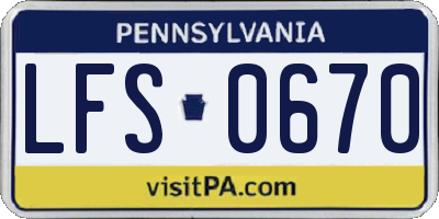 PA license plate LFS0670