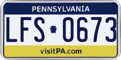 PA license plate LFS0673