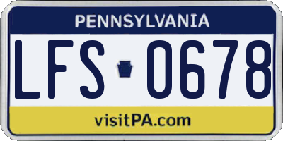 PA license plate LFS0678