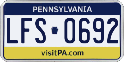 PA license plate LFS0692