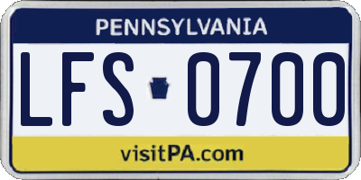 PA license plate LFS0700