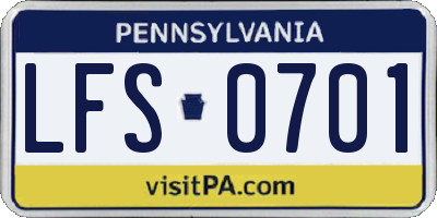 PA license plate LFS0701