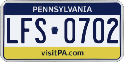 PA license plate LFS0702