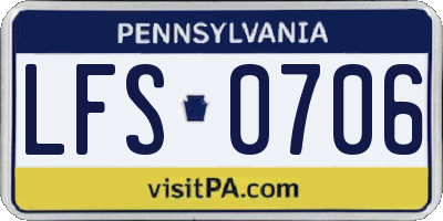 PA license plate LFS0706