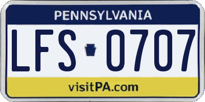 PA license plate LFS0707