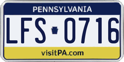PA license plate LFS0716