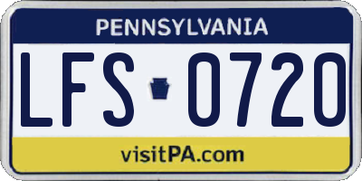 PA license plate LFS0720