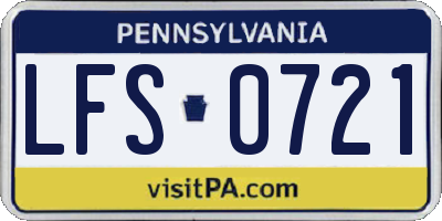 PA license plate LFS0721