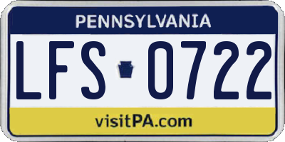 PA license plate LFS0722