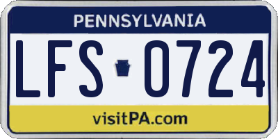 PA license plate LFS0724