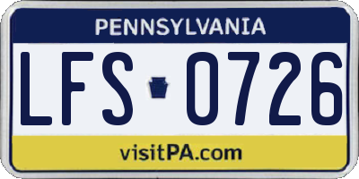 PA license plate LFS0726