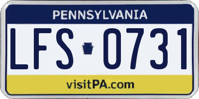 PA license plate LFS0731