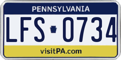 PA license plate LFS0734