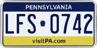 PA license plate LFS0742
