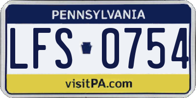 PA license plate LFS0754