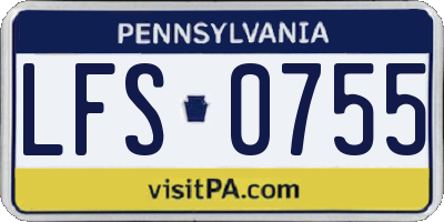 PA license plate LFS0755