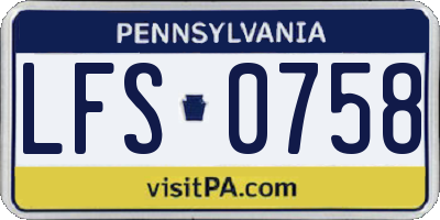 PA license plate LFS0758