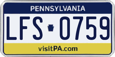 PA license plate LFS0759
