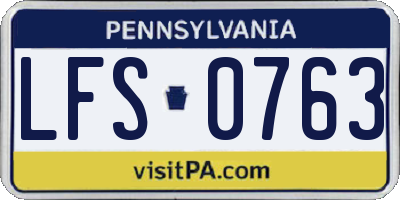 PA license plate LFS0763