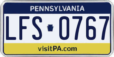 PA license plate LFS0767