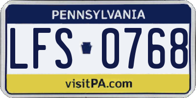 PA license plate LFS0768
