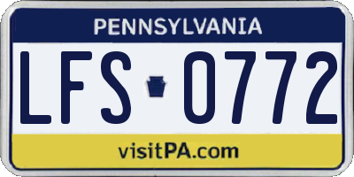PA license plate LFS0772