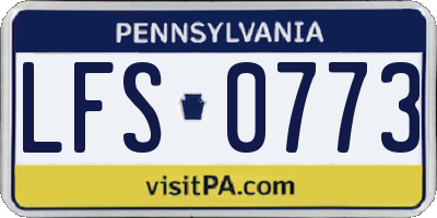 PA license plate LFS0773