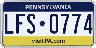 PA license plate LFS0774