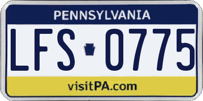 PA license plate LFS0775