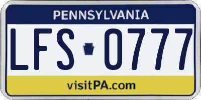 PA license plate LFS0777
