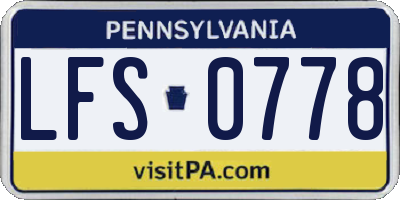 PA license plate LFS0778