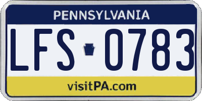 PA license plate LFS0783