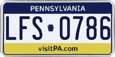PA license plate LFS0786