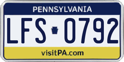 PA license plate LFS0792